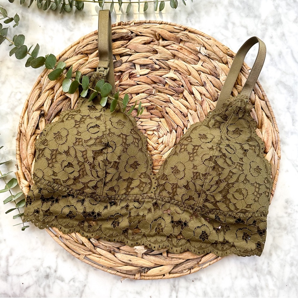 Momanda Olive Green Lace Nursing Bralette